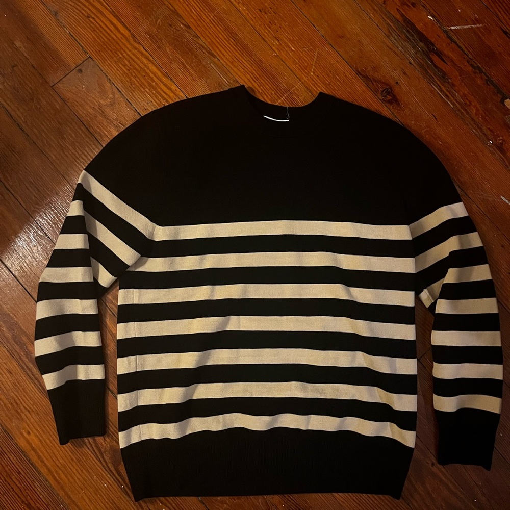 COS Men's Crew Neck Jumper Sweater
Relaxed Medium Striped Navy Blue Beige